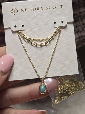Kendra Scott Gold Layered Necklace with Turquoise Stone
